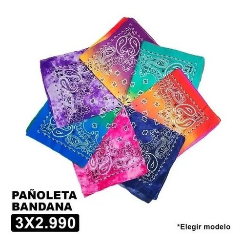 Pack 3 Unid - Bandana Pañoleta 50x50 Cm Diseño A Elección