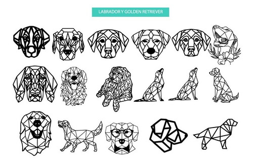 Pack Vectores Figuras Geométricas Raza De Perro Corte Láser