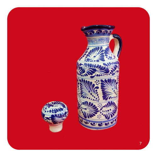 Licorera Talavera Poblana Azul 750 Ml 24x10 Cm M7 Decanter