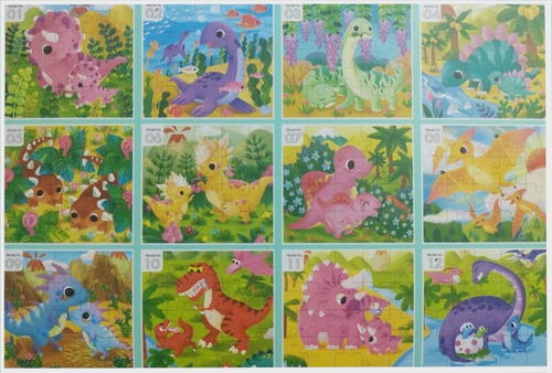 Set De 6 Rompecabezas De Dinosaurios, 20 Piezas C/u. Set 2