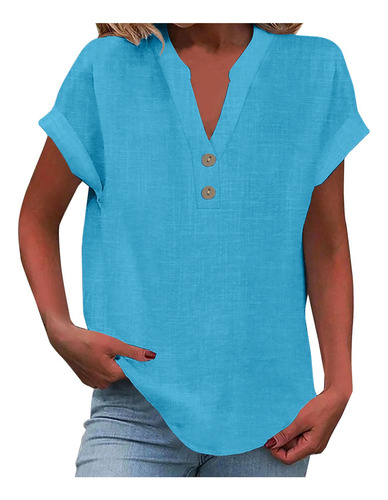 Camisa Casual Con Botones Lisos A La Moda Transpirable Para