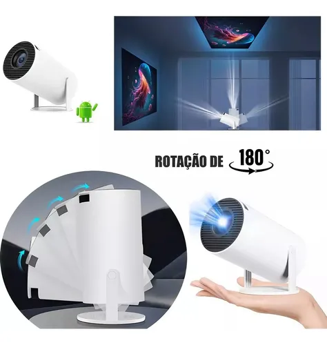 Smartprojetor HW HY300 mini projetor Suporta 4K portátil Branco