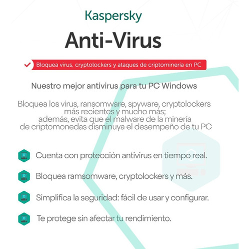 Imagen 2 de 4 de Kaspersky Antivirus 3 Pc 1 Año Licencia Original