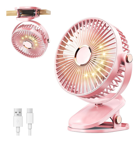 Ventilador De Mesa Clip-on Com Luz E Display Digital