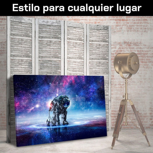 Cuadro Decorativo Espacio Canvas Astronauta Sobre Estrellas