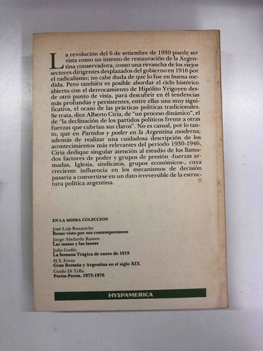 Partidos Y Poder En La Argentina Moderna - Ciria Hyspa (Usado)