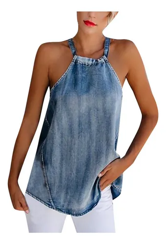 Blusas de mezclilla sin manga hotsell