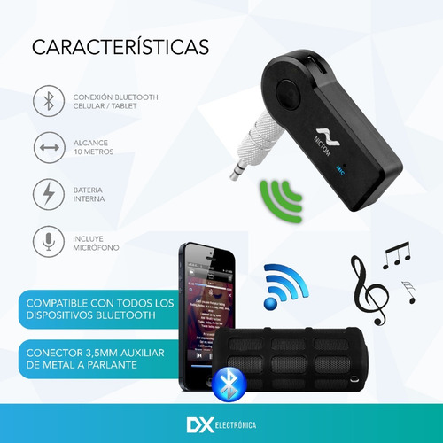 Receptor Audio Bluetooth Aux Spotify Musica Auto Con Bateria