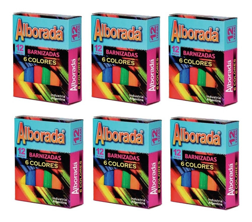 Tizas Alborada 6 Colores Barnizadas X 12 Unid Pack X 6 Cajas