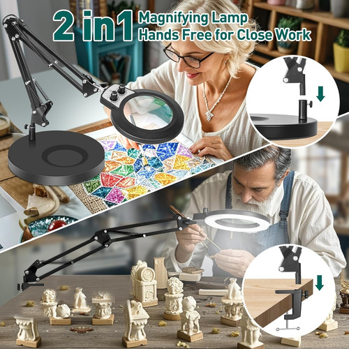 Lupa 10x Con Luz Y Soporte, Mejorada Para Cualquier C...