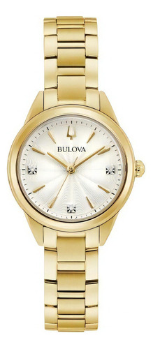Relógio Bulova Feminino Sutton 97p150 *diamante Cor da correia Dourado Cor do bisel Dourado Cor do fundo Champagne