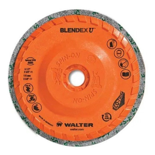 Disco De Lixa Inox 4/1/2'' M14 Blendex U Cup Walter Abrasivo Cor Laranja