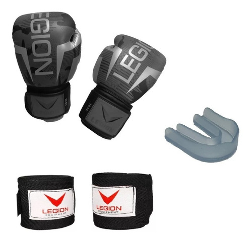 Guantes Boxeo Kick Boxing Legion + Vendas + Protector Bucal