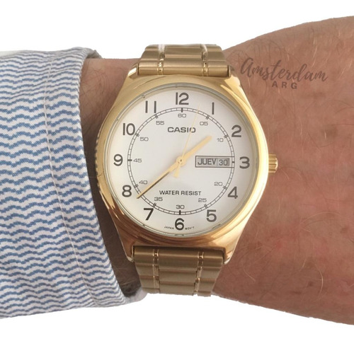 Reloj Casio Hombre Modelo Mtp-v006g Dorado Garantia Oficial