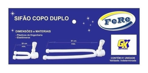 Sifao Cromado Pvc Duplo Com Copo Resistente Agua Quente