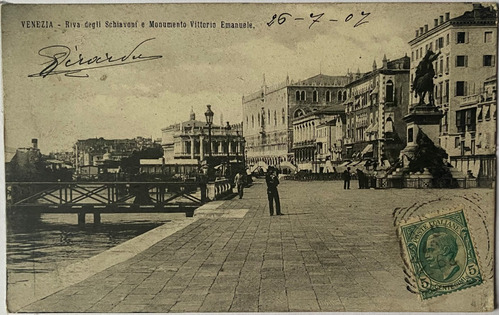 Antigua Postal, Riva, Monumento, 1907, Venecia, Italia 4p065