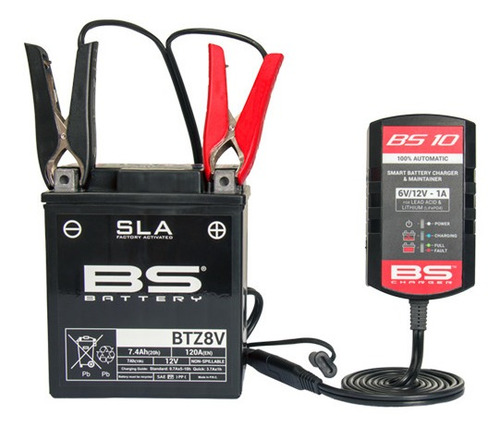 Imagen 5 de 10 de Cargador De Batería Inteligente Para Moto Bs Bs10 6v/12v 1a