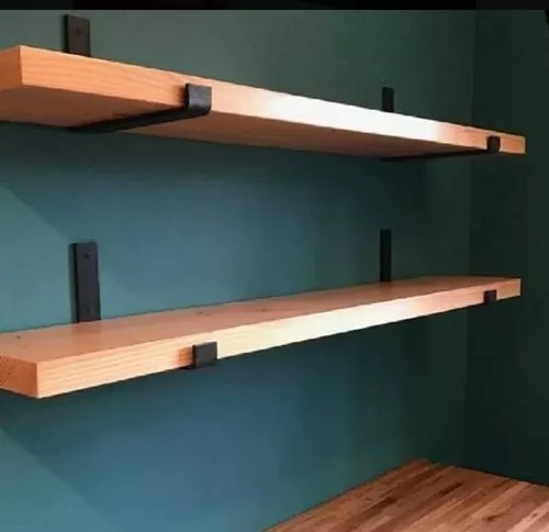 Mensula Hierro Estilo Industrial Estante Flotante Madera Med