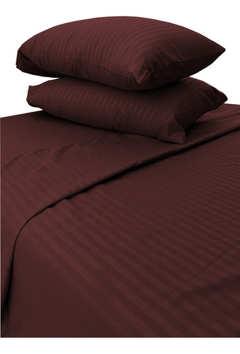 Juego De Sábanas King Size 3000 Hilos Egipcian Premium Chocolate Rayas