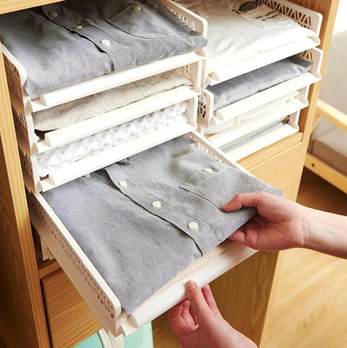 X2 Organizador Multiuso Bandeja Plastic Para Camisas Poleras Blanco