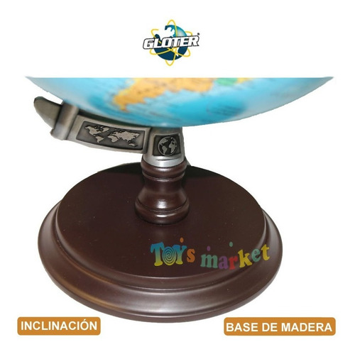 Imagen 4 de 6 de Globo Terraqueo Político Elbrus Gloter 30 Cm Base De Madera
