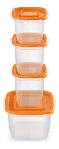 Conjunto 12 Potes Plástico Laranja - Continental