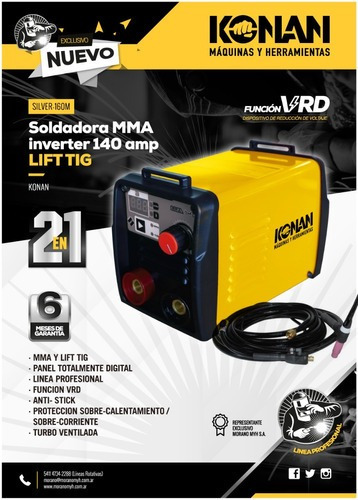 Soldadora Konan Mma Inverter 140 Amp Lift Tig