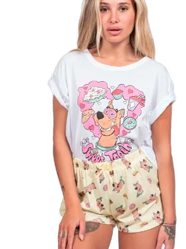 Conjunto Pijama Mujer Remera Y Short Algod n Estampa Dibujos