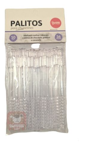 Palito Para Chupetin Cakepop 10cm Transparente X36 Parpen