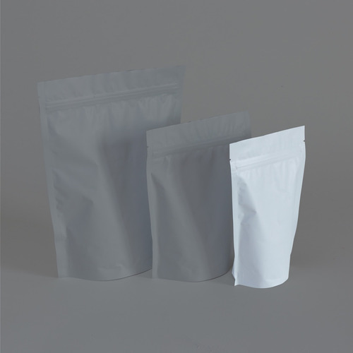 Imagen 3 de 5 de 100 Bolsa Stand Up Pouch Laminada Cierre Blanco Mate 150 Grs