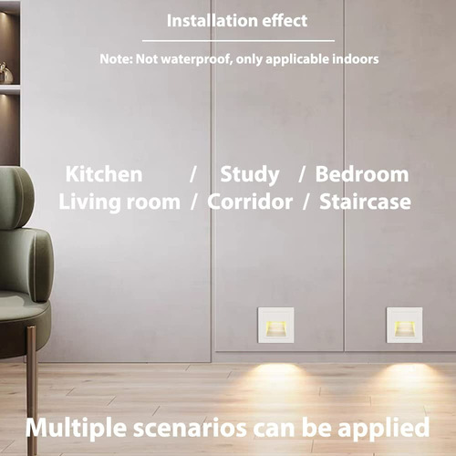 Lampara Led Escalera Pared Cortesía Empotrable Foco 1.5w Luz Blanca Cálida