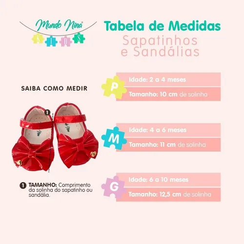 Tabela de medidas sapato bebe sales