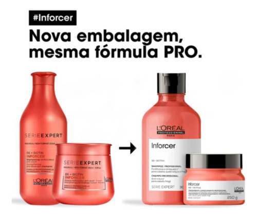 Kit Loreal Inforcer Shampoo 300ml + Mascara 250g