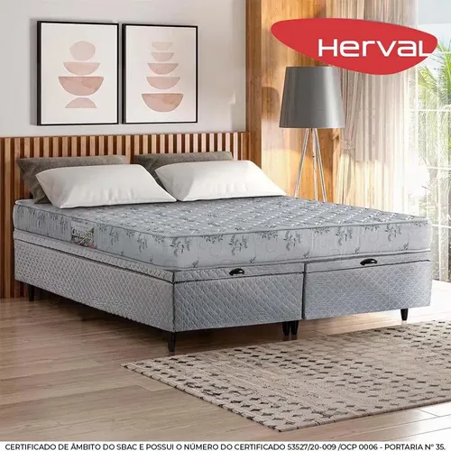 Cama Box Baú Queen De Espuma D33 Herval Cannes, 63x158x198cm Cor