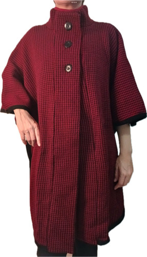 Capa / Poncho Rojo Con Negro Para Dama, Unitalla