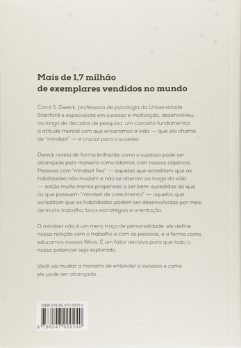 Imagem 3 de 5 de Livro Mindset A Nova Psicologia Do Sucesso De Carol S. Dweck