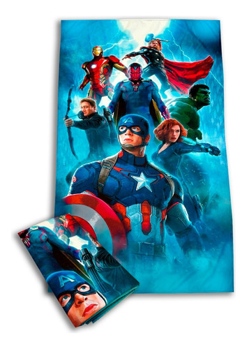 Toalla De Baño Diseño Avengers 155x85 Cm Microfibra Suave Celeste Avengers