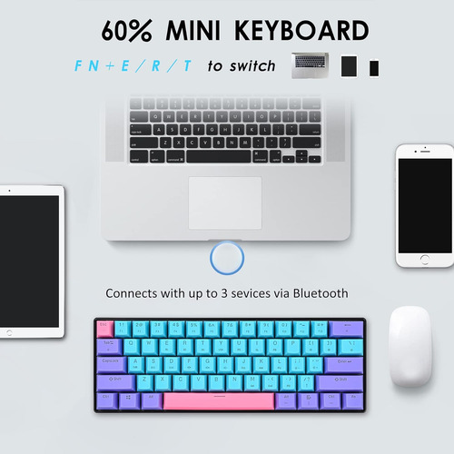 Teclado Inalámbrico Surmen 60%, Para Jugadores, Rgb, Retro..