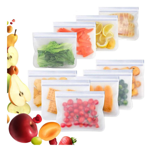 Bolsas De Almacenamiento Reutilizables, Kit De 10 Bolsas