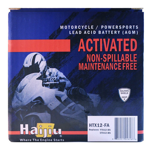 Imagen 3 de 9 de Batería Moto Haijiu Htx12-fa Agm Gel Libre Mantenimiento