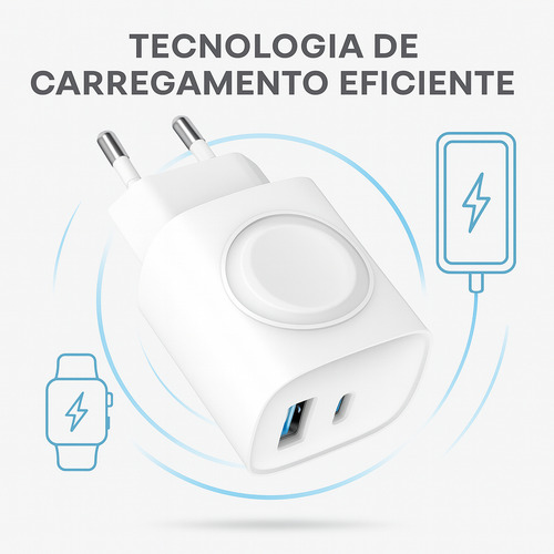 Carregador Universal Turbo 2 Em 1 Com Indução Branco Tipo C