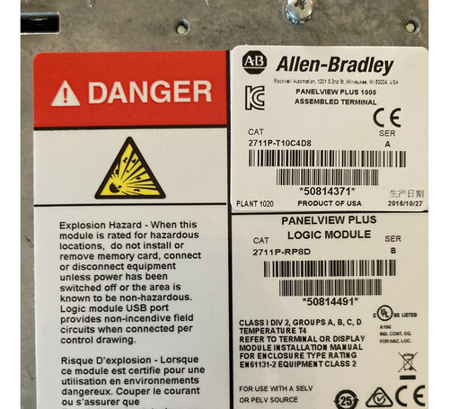 Panel View Plus 1000 Allen Bradley 2711p-t10c4d8