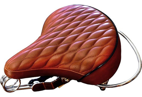 Sillin Velo Marron Asiento Clasico Con Barra Manillar Cromo