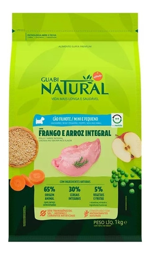 Alimento Natural Cão Mini e Pequeno para cão adulto de raça mini e pequena sabor frango e arroz em sacola de 1kg