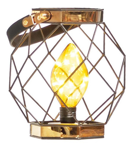 Lanterna Luminaria Hexagonal De Metal Lampião Decorativo Cor da cúpula Dourado Cor da estrutura Dourado