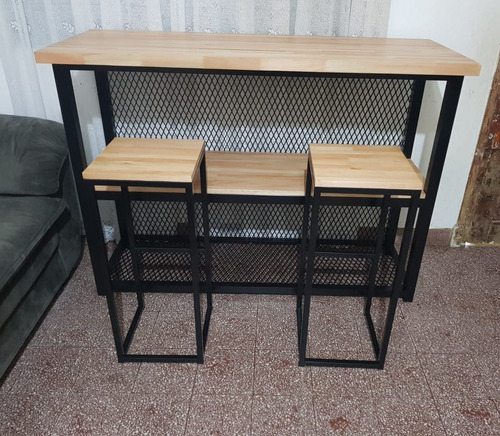 Imagen 5 de 9 de Barra, Pasa Plato Cocina En Hierro Y Madera Jd Arte Y Diseño