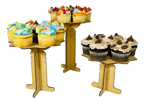Imagen 2 de 10 de Kit 3 Bases Para Cupcakes Mesa De Dulces Candy Bar Postres