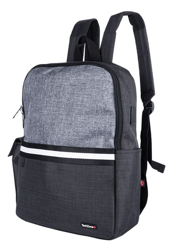 Mochila Techzone Gris Y Negra Modelo Glad Porta Laptop 15.6 Color Gris oscuro