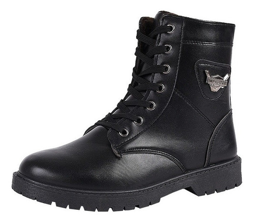 Botas Martin De Piel De Caña Alta For Hombre, Negras