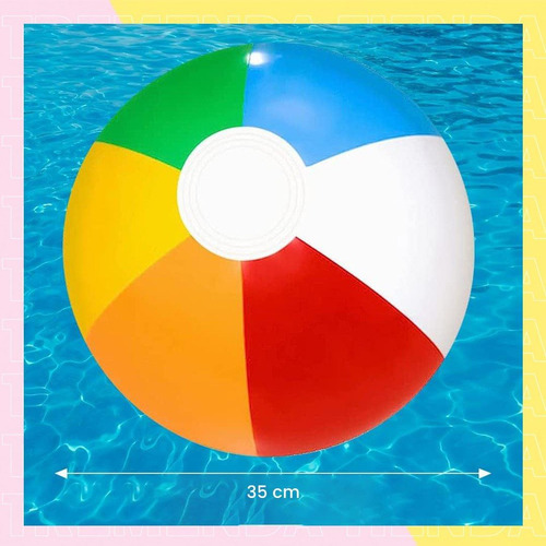 Pelota Multicolor Inflable De Playa Piscina Grande 35cm